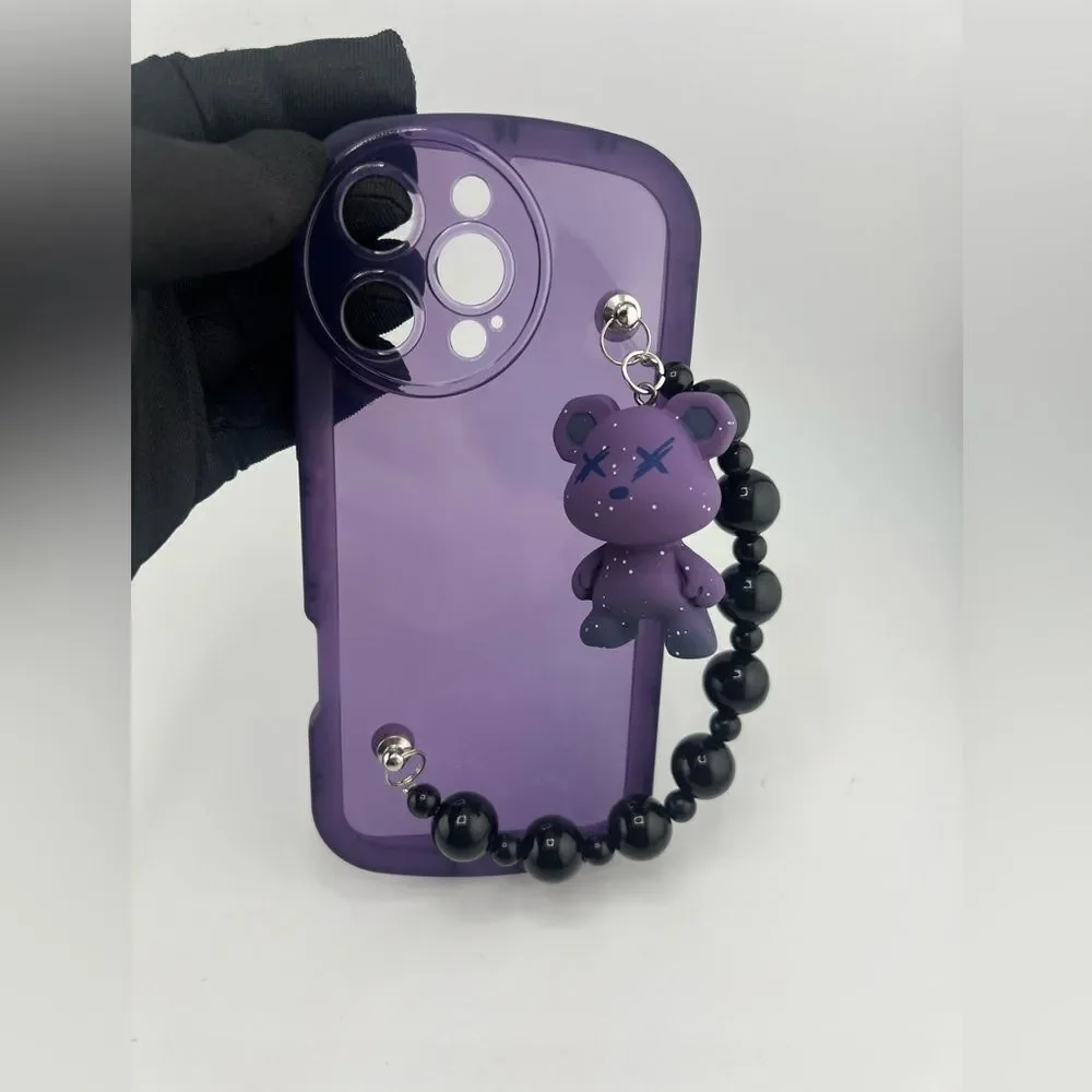 COPY - Purple Teddy Charm I-Phone 16 Case with Beaded Handle - Picture 8 of 8